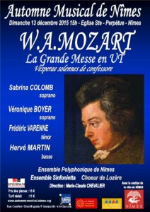 Affiche Mozart Nîmes Messe en Ut 2015